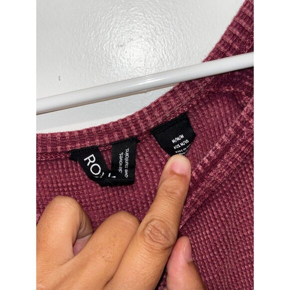 Roxy Burgundy Waffle-Knit Long Sleeve Casual Style Womens mini  Dress Size M - Picture 5 of 8